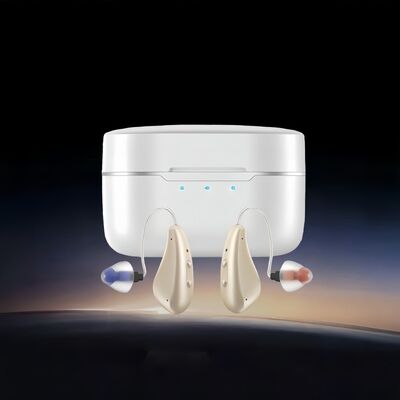 Pérdida auditiva de moderada a grave Auxilios auditivos OTC con 7 niveles de volumen y en colores beige o personalizados adecuados para uso a largo plazo